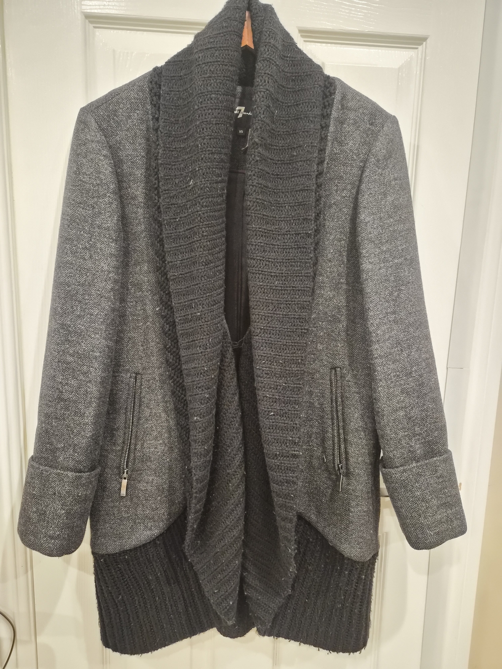 7 For All Mankind Charcoal Gray Shawl Collar Coat